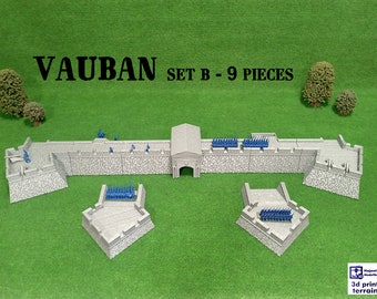 Vauban, Set B - Printed terrain model for tabletop wargames, historical secenics, 3D Printed Terrain WWII, 15-20- 28mm