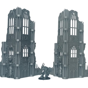 Ruines gothiques de la tour, Ruine C - Disponible en 3 ensembles, bâtiment gothique en ruine, secteurs impériaux, figurines de jeu de guerre 28-32 mm