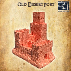 Old Desert Fort - Fantasy Scenery, Desert Terrain, Fantasy Scenery, Available in 32mm/28mm/20mm/15mm, DND, Dungeons and Dragons, Old World