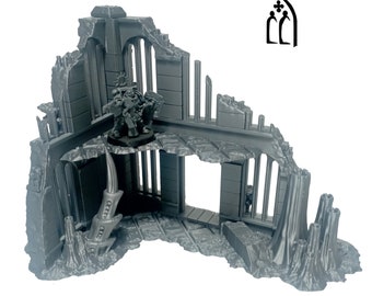 Corner Ruin B, 2 Story - Tulipa Infested Planet, Alien Terrain, Sci- Fi Alien Scenery Terrain, 28mm/32mm Miniature Wargames