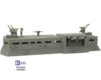 Batería pesada costera, Segunda Guerra Mundial - Disponible en 15 mm/H0/20 mm/28 mm/35 mm, terreno para impresión 3D, juegos de guerra de mesa, dioramas de búnkeres de la Segunda Guerra Mundial