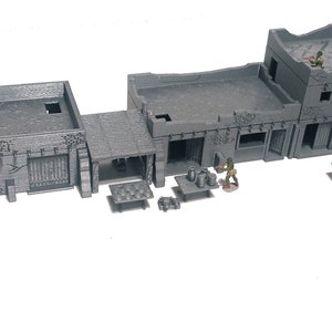 Town Comercial Buildings -  Medium desert house, Model B, [2x], 3D Printed Terrain for Tabletop Games & Dioramas, 1/100, 1/72, 1/87, 1/56