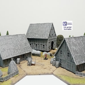 Collection Medieval Rural Houses - Medieval Town, Medieval Europe, Medieval Age, Dioramas & Tabletop Wargames, 15mm, H0, 20mm, 28mm, 35mm