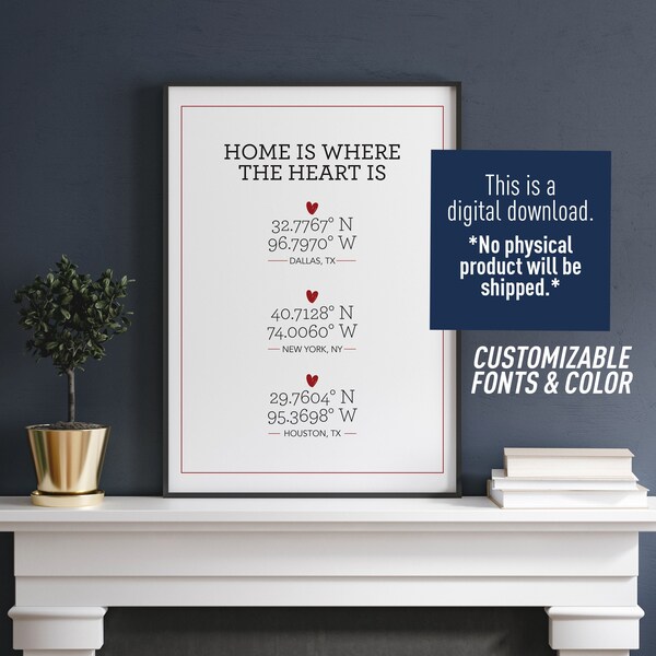 Custom Gift Poster Printable | Custom City Coordinates