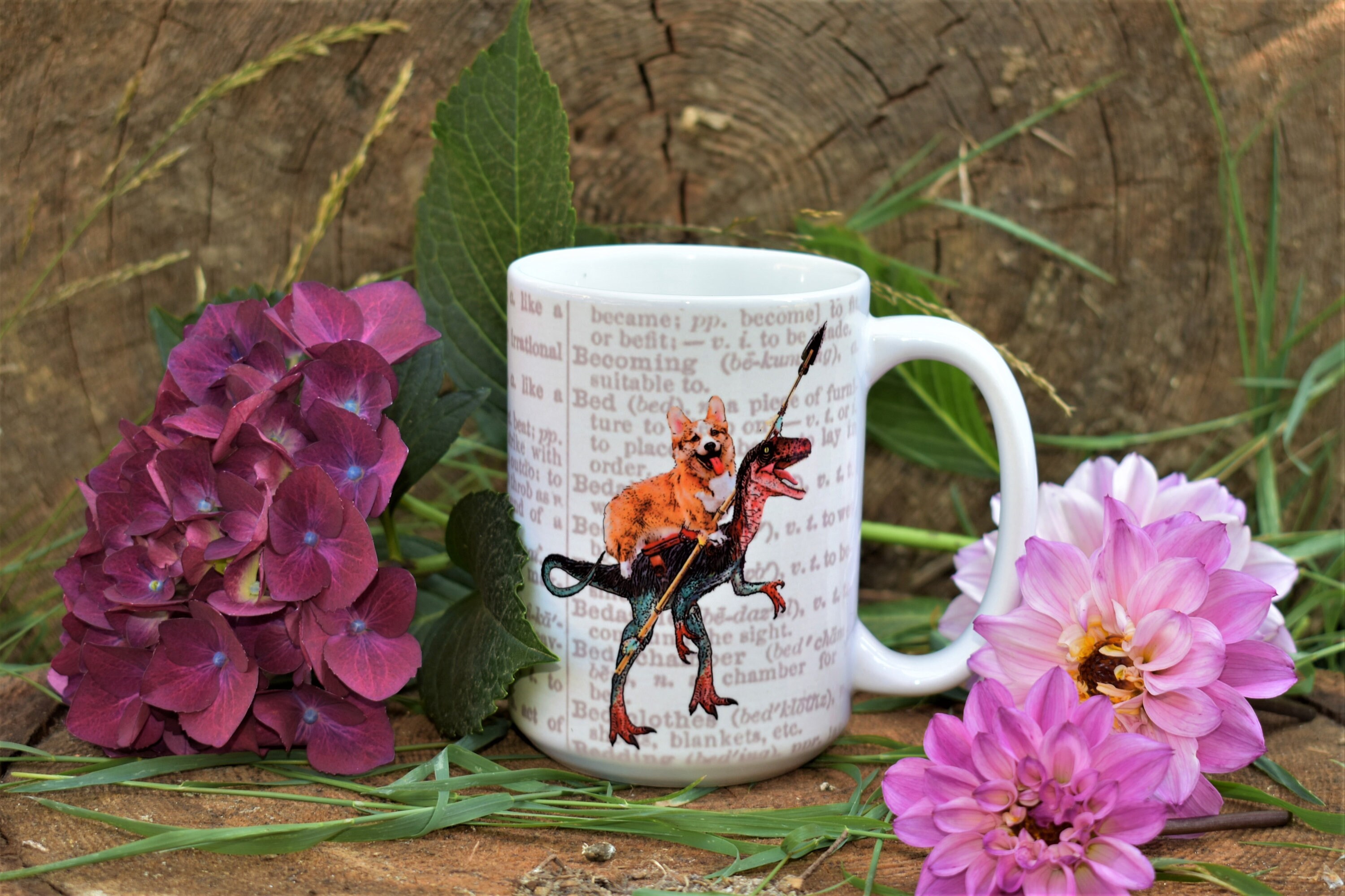 Cavedog the Corgi Rides a Velociraptor Dinosaur Dog Mug - Etsy