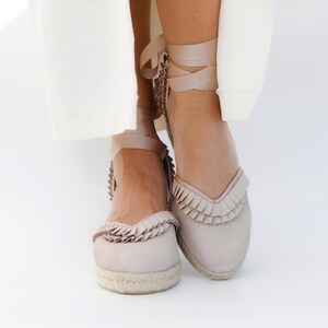 Summer Fashion Sandal Canvas Wedge Design Feminine Style Details Ankle Wrap Ribbon Feature Casual Comfort Construction Beach Ready Essential Platform Height Options Natural Materials Bohemian Look Vacation Ready Footwear Elegant Summer