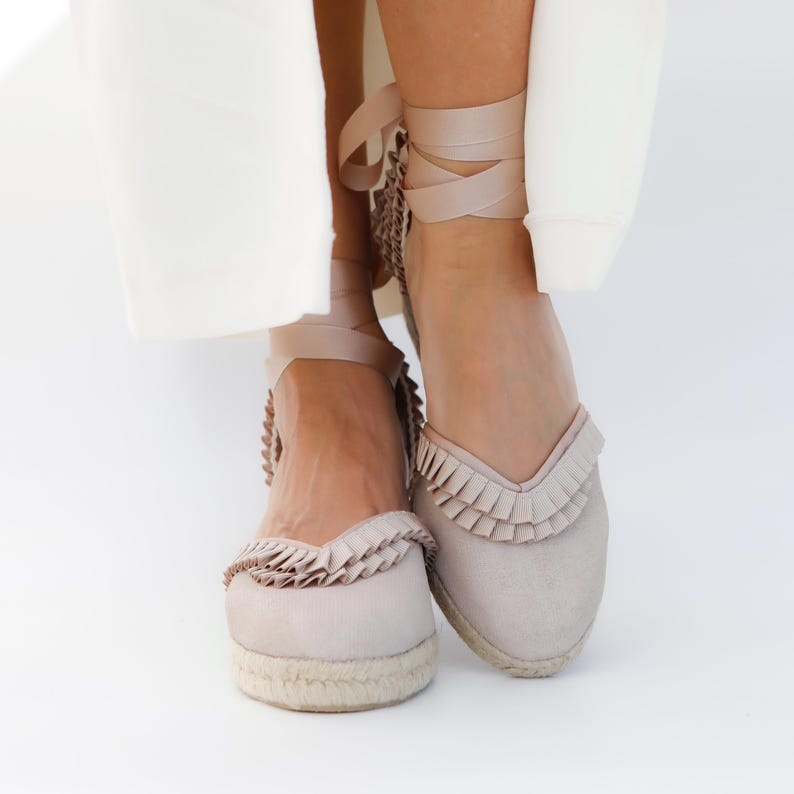 Summer Fashion Sandal Canvas Wedge Design Feminine Style Details Ankle Wrap Ribbon Feature Casual Comfort Construction Beach Ready Essential Platform Height Options Natural Materials Bohemian Look Vacation Ready Footwear Elegant Summer