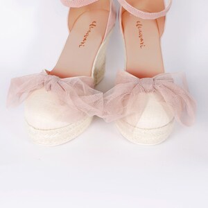 Pink Espadrille Wedge Bridal Shoe For Wedding Jute Footwear For Bride Comfort Shoe Summer Wedding Beach Sandal Soft Leather Comfort Heel image 6