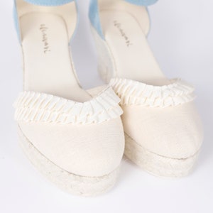 Bridal shoes wedge, spanish handmade spadrilles, confortable beach wedding wedges, blue suede bridal shoes image 4