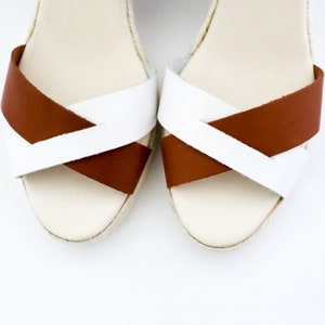 leather sandal with jute wedge, soft leather sandal in three colours, espadrille sandal made in Spain, stripped sandal image 5