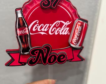 3D layer Coke Inspired birthday cake topper party decor