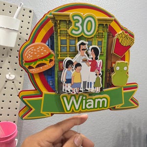 3D layer Bob Burgers Inspired birthday  cake topper party decor
