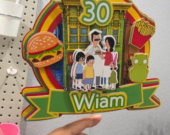 3D layer Bob Burgers Inspired birthday  cake topper party decor