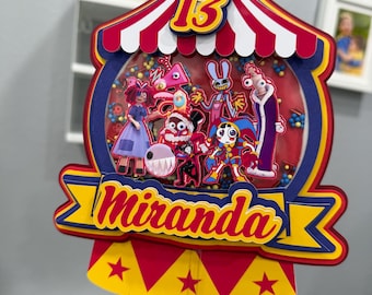 Digital Circus Cake Topper, 3D Layered Party Decor Inspired TADC