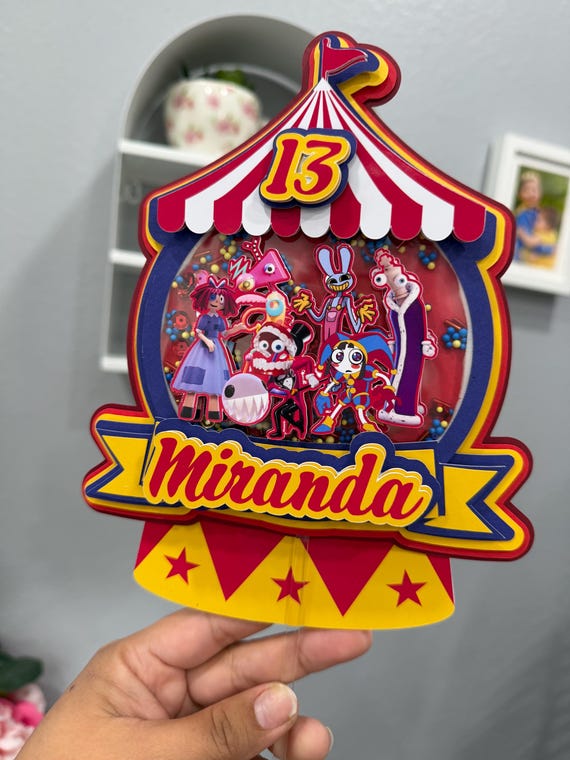 Digital Circus Cake Topper, 3D Layered Party Decor Inspired TADC