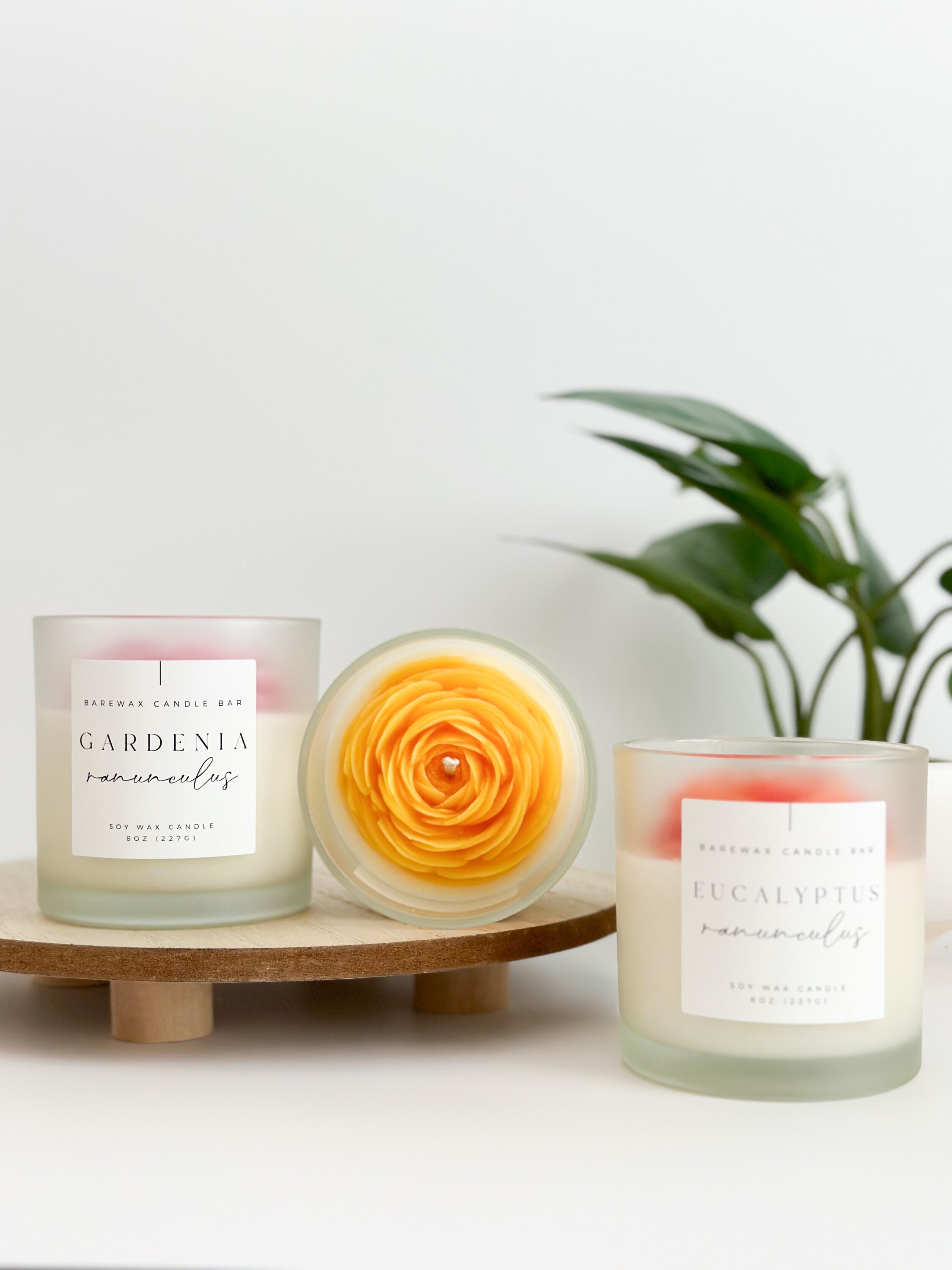 Ranunculus Flower Candle Gardenia Scented Soy Candles Etsy