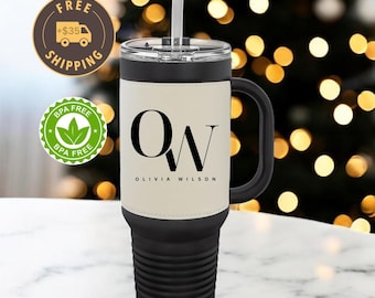 Personalisierte Laser gravierte 40 Unzen Becher: Benutzerdefiniertes Logo, Blumenmuster