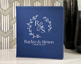 Carpeta de tres anillas de piel sintética personalizada: regalo de oficina grabado