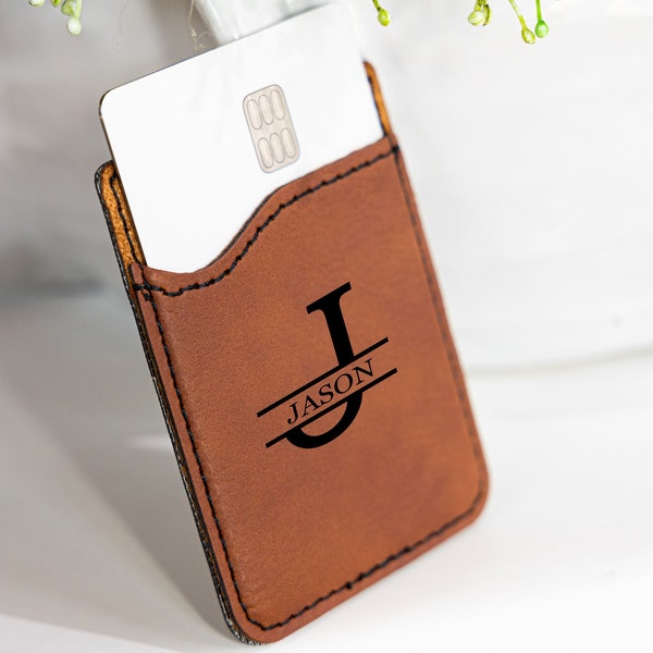 Personalized Phone Card Holder, Engraved Card Holder, Custom Card Holder, Phone Card Holder, Card Holder, Sticky Card Holder, Leather