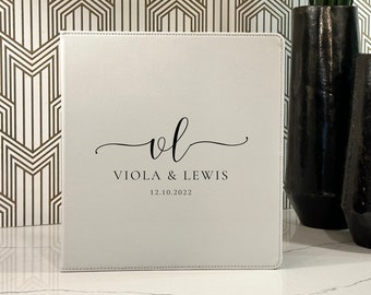 Carpeta de cuero sintético personalizada: Diario de tres anillas grabado