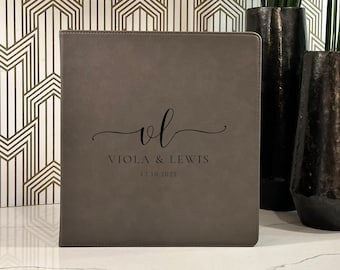 Carpeta de tres anillas de piel sintética personalizada: regalo de oficina grabado