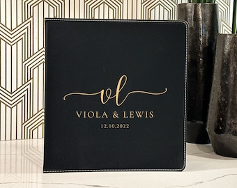 Carpeta de cuero sintético personalizada: Diario de tres anillas grabado
