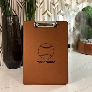 Custom Coach Name Clipboard, Gift for Coach, Gift for Father, Baseball Leather Clipboard, Personalized Leather Clipboard, Sports Clipboard