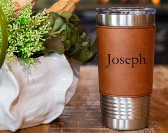 Personalized Tumbler, Engraved Tumbler, Custom Tumbler, Leatherette Tumbler, Leather Tumbler, Housewarming, Anniversary Gifts, Gifts for Him