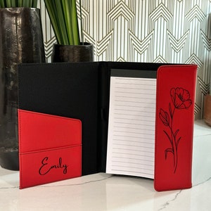 Classy Leather Personalized Portfolio with Notepad, Pocket & Pen Holder, Engraved Leather Portfolio, Business Gift, Custom Leatherette Folio