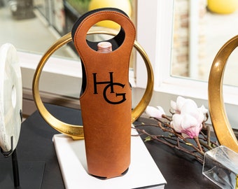 Personalisierte Weintasche, gravierte Weintasche, benutzerdefinierte Weintasche, Kunstleder-Weintasche, Leder-Weintasche, Housewarming, Jubiläum, Babyparty