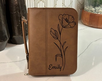 Personalized Faux Leather Bible Cover: Engraved Book, Religious Gift
