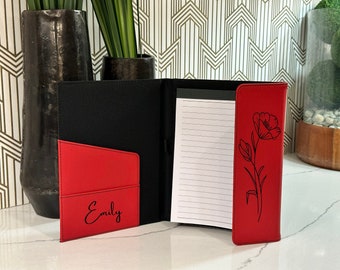 Portafolio de cuero sintético grabado: portanotas personalizado, regalo de empresa