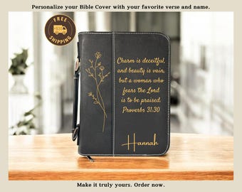 Individuell gravierte Bibel aus veganem Leder: Religiöses Geschenk