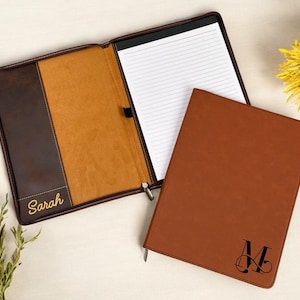 Personalized Notepad Leather Zipper Portfolio Refillable Portfolio Leather Padfolio Company Gifts Office Gifts Custom Gifts Custom Padfolio