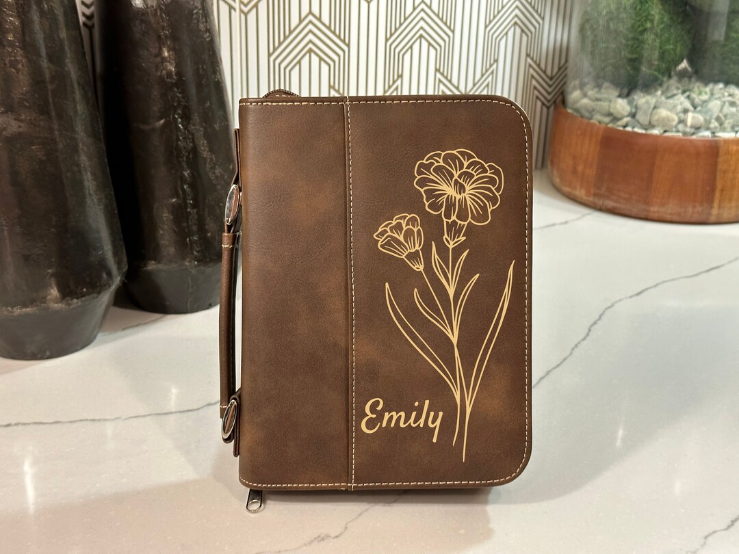 Leather Bible Cover, Engraved Bible Cover, Customized Book Cover