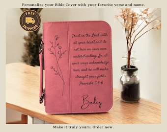 Custom Engraved Vegan Leather Bible Cover: Religious Gift
