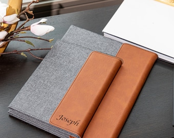 Personalized Leather Flap Portfolio, Custom Notepad Cover, Gifts for him, Gift for Boyfriend, Leather Portfolio, Business Gift, Journal