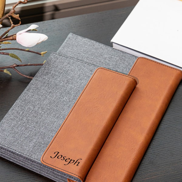 Personalized Leather Flap Portfolio, Custom Notepad Cover, Gifts for him, Gift for Boyfriend, Leather Portfolio, Business Gift, Journal