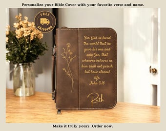 Engraved Faux Leather Bible Cover: Personalized Book Case