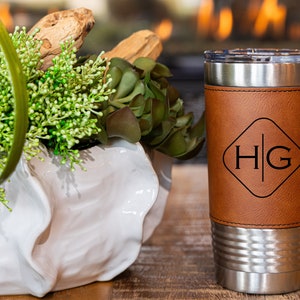 Personalized Tumbler, Engraved Tumbler, Custom Tumbler, Leatherette Tumbler, Leather Tumbler, Housewarming, Anniversary Gifts, Gifts for Her