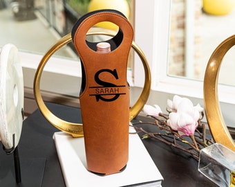 Bolsa de vino personalizada, bolsa de vino grabada, bolsa de vino personalizada, bolsa de vino de polipiel, bolsa de vino de cuero, inauguración de la casa, aniversario, baby shower