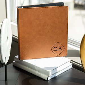 Personalized leather 3 ring binder portfolio folder with pockets – DMleather