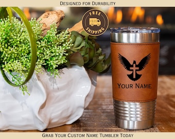 Engraved Leatherette Tumbler: Personalized 20 Oz Travel Mug