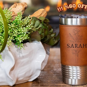 Personalized Stainless Steel Tumbler - 20oz Custom Travel Mug with Laser Engraving - Insulated Water Cup with Monogram
