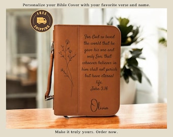Custom Engraved Vegan Leather Bible Cover: Religious Gift