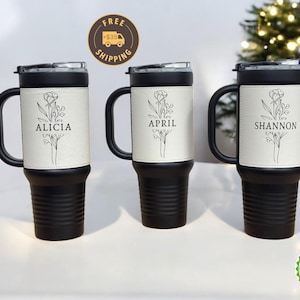 Personalized Leather Tumbler, Custom Travel Mug, Housewarming Gift, Gift For Her, Engraved Tumbler, Holiday Gift, Travel Tumbler 40 Oz