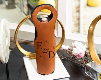 Personalisierte Wein Tasche Gravierte Wein Tasche Benutzerdefinierte Wein Tasche Kunstleder Wein Tasche Leder Wein Tasche Einweihungsparty Jubiläum Baby-Dusche