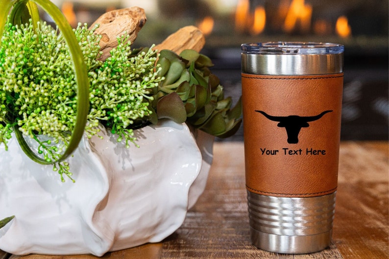 Personalized Tumbler, Engraved Tumbler, Custom Tumbler, Leatherette Tumbler, Leather Tumbler, Housewarming, Anniversary Gifts, Gifts for Him