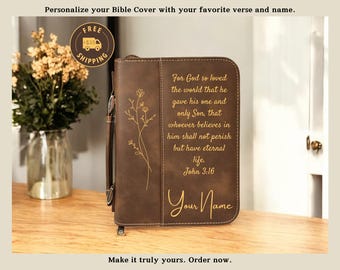 Leather Bible Cover, Engraved Bible Cover, Customized Book Cover, Monogrammed Bible Cover, Bible Case, Personalized Bible Case, Custom Cover