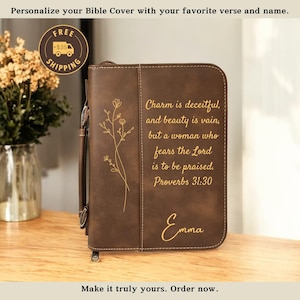 Custom Leather Bible Cover, Engraved Bible Cover, Personalized Bible, Custom Book Cover, Religious Gift, Custom Bible, Leather Book Cover
